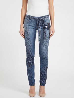 Blue Women's Jeans with Decorative Panels FashionTV