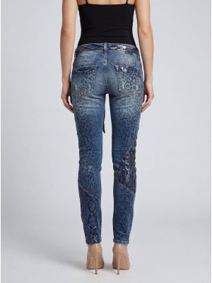 Blue Women’s Jeans with Sequin Details