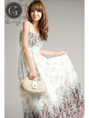 Дълга дантелена Рокля Butterfly бяла и черна