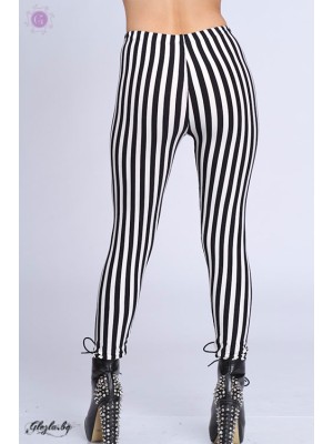 Warm women's tights blck & white stripped