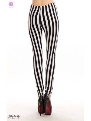 Warm women's tights blck & white stripped