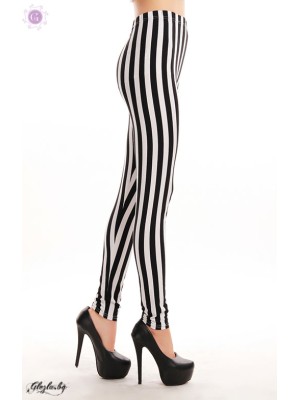 Warm women's tights blck & white stripped