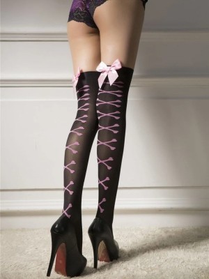 Black Lace-Up Stockings